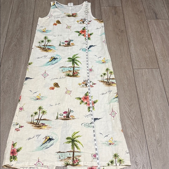 Hot Cotton Dress linen tropical midi womens Cream novelty summer beach - Picture 2 of 6